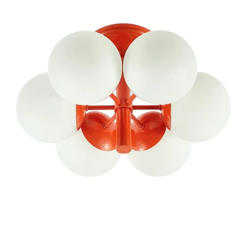 Pamono Large Space Age Sputnik Ceiling Light in Opal Glass from Kaiser Leuchten, 1960s> Ceiling Lights