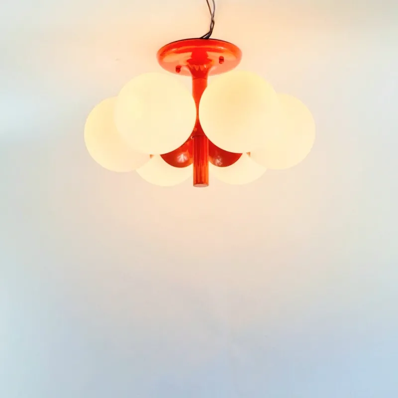 Pamono Large Space Age Sputnik Ceiling Light in Opal Glass from Kaiser Leuchten, 1960s> Ceiling Lights
