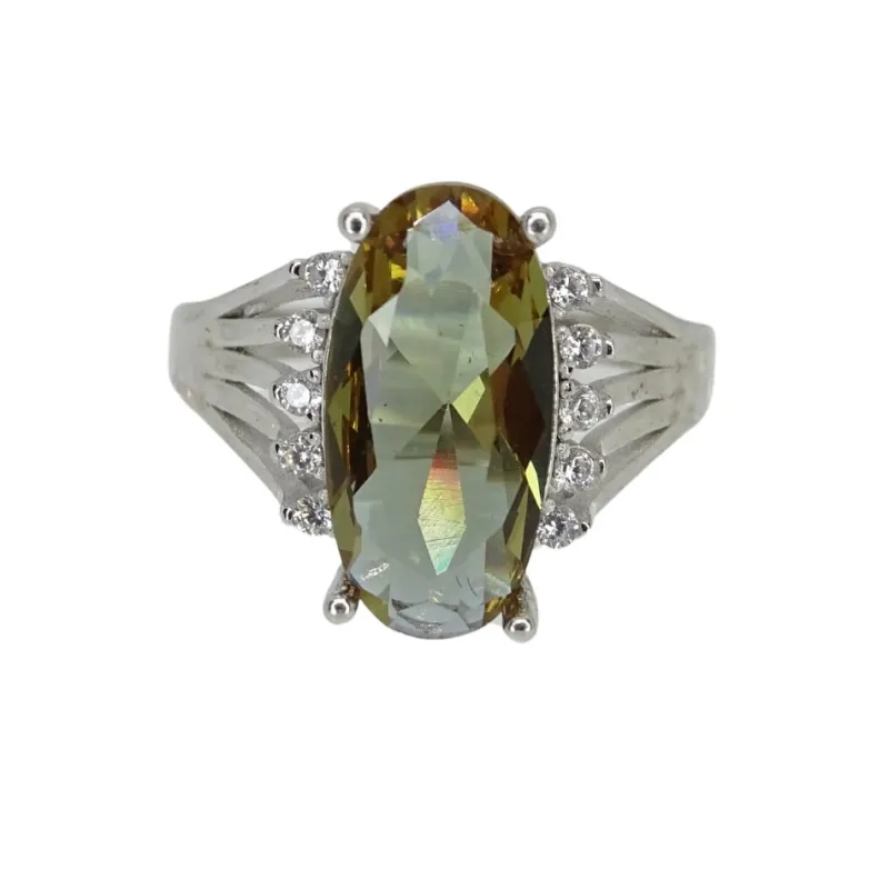 Sale Pamono Large 21st Century Zultanite and Zircon Ring in 925 Sterling Silver, Italy, 2010s