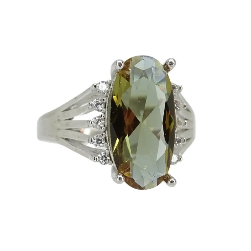 Sale Pamono Large 21st Century Zultanite and Zircon Ring in 925 Sterling Silver, Italy, 2010s