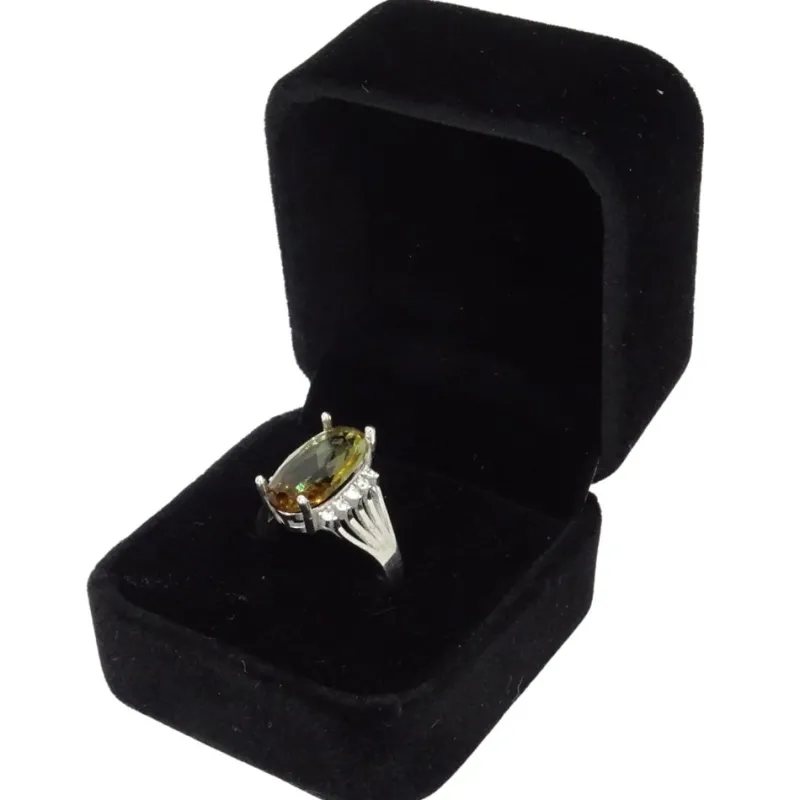 Sale Pamono Large 21st Century Zultanite and Zircon Ring in 925 Sterling Silver, Italy, 2010s