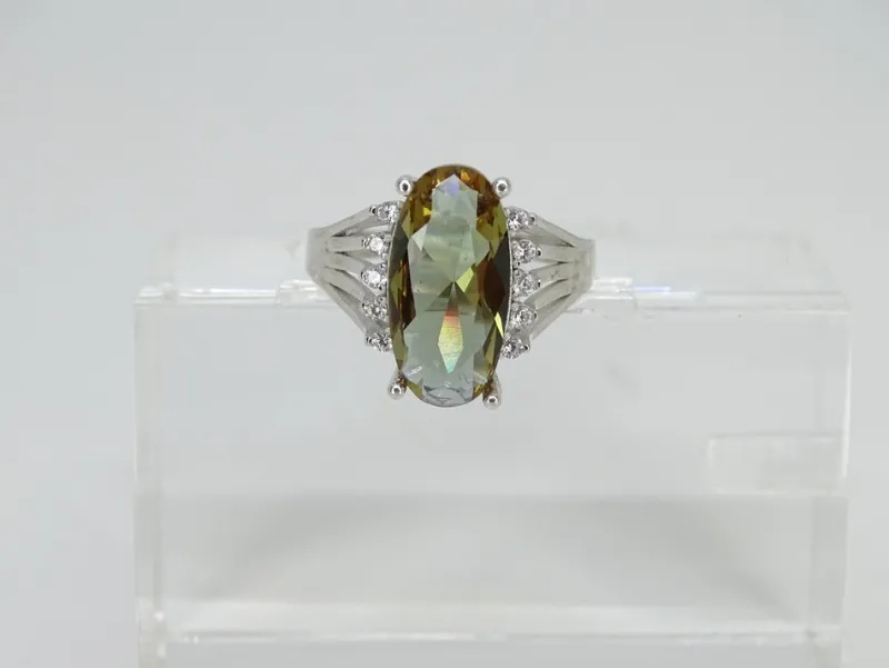 Sale Pamono Large 21st Century Zultanite and Zircon Ring in 925 Sterling Silver, Italy, 2010s