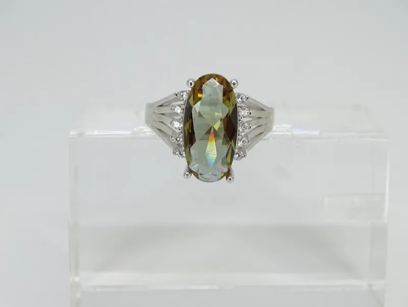 Sale Pamono Large 21st Century Zultanite and Zircon Ring in 925 Sterling Silver, Italy, 2010s
