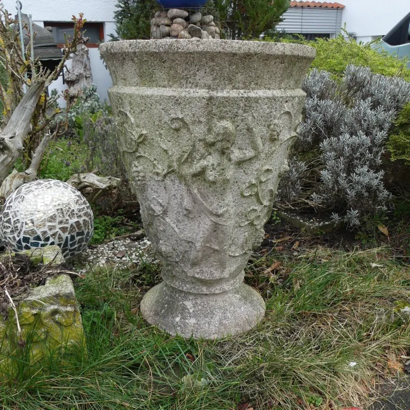 Pamono Large Stone Casting Garden Planter, 1930> Garden Accessories