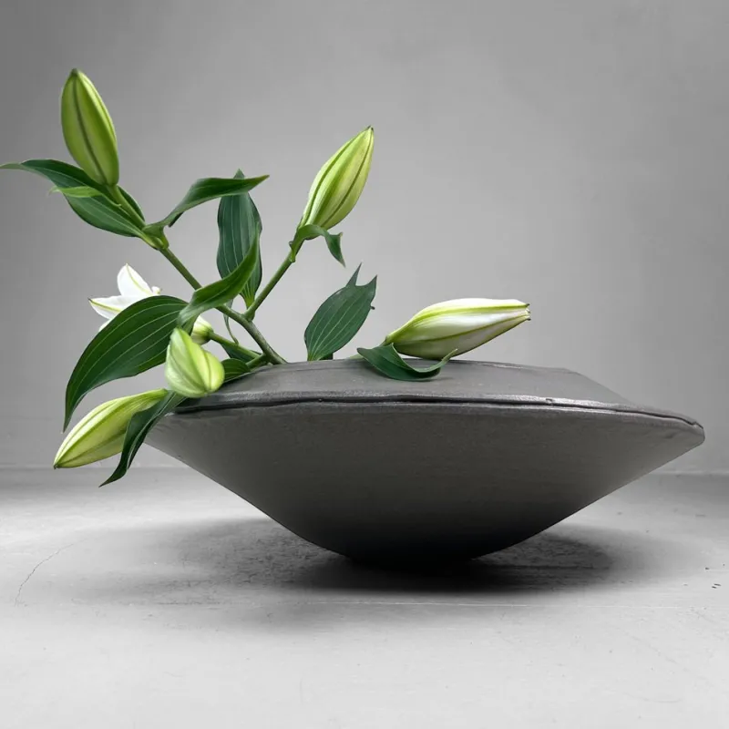 Outlet Pamono Large Studio Pottery Ceramic Ikebana Bowl, Japan, 1970s