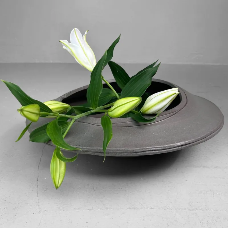 Outlet Pamono Large Studio Pottery Ceramic Ikebana Bowl, Japan, 1970s