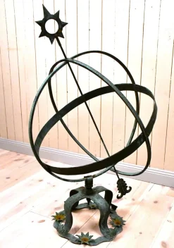 Pamono Large Swedish Garden Wrought Copper Sundial, 1950s><noscript><img width=