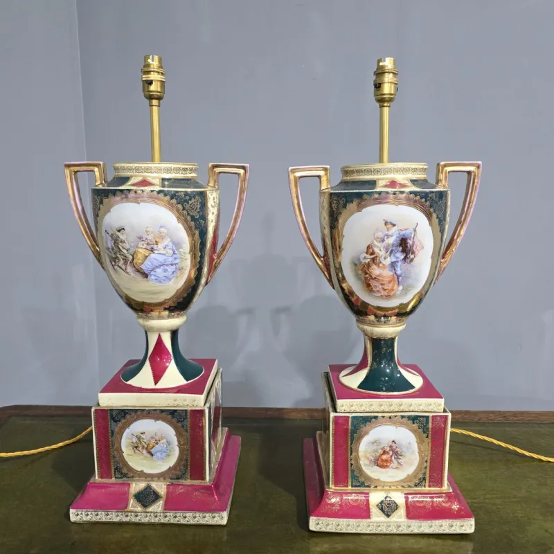 Pamono Large Table Lamps, Vienna, Austria, 1880, Set of 2> Table Lamps