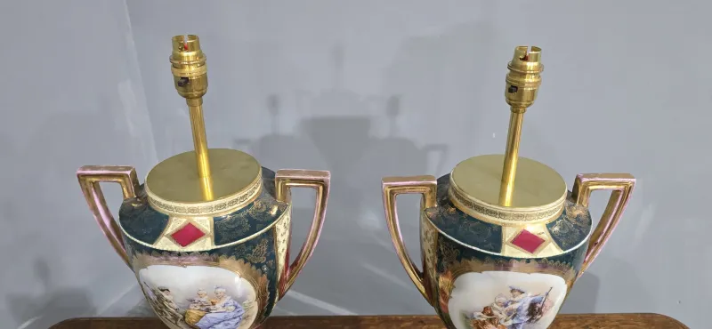 Pamono Large Table Lamps, Vienna, Austria, 1880, Set of 2> Table Lamps