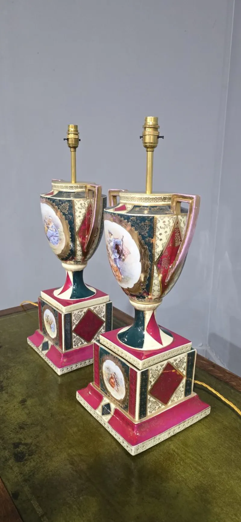 Pamono Large Table Lamps, Vienna, Austria, 1880, Set of 2> Table Lamps