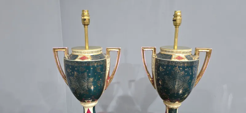 Pamono Large Table Lamps, Vienna, Austria, 1880, Set of 2> Table Lamps