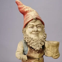Pamono Large Terracotta Garden Gnome with Flower Pot, Germany, 1920s><noscript><img width=