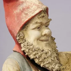 Pamono Large Terracotta Garden Gnome with Flower Pot, Germany, 1920s><noscript><img width=
