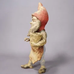 Pamono Large Terracotta Garden Gnome with Flower Pot, Germany, 1920s><noscript><img width=