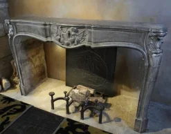 Pamono Large 18th Century French Limestone Fireplace><noscript><img width=