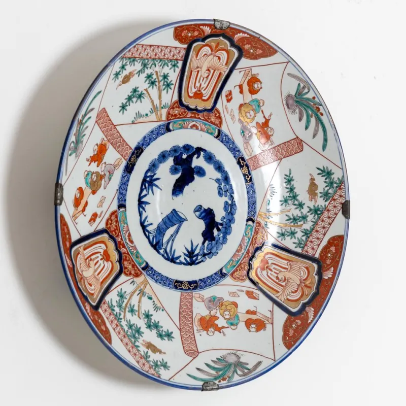 Pamono Large 19th Century Imari Porcelain Plate> Dinner Plates & Bowls