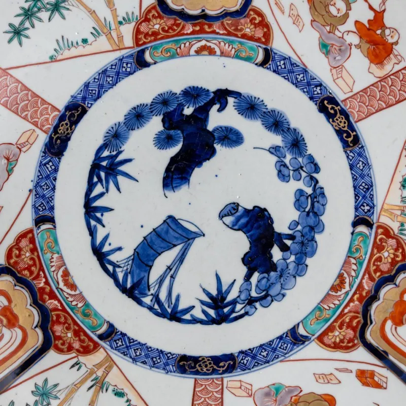 Pamono Large 19th Century Imari Porcelain Plate> Dinner Plates & Bowls
