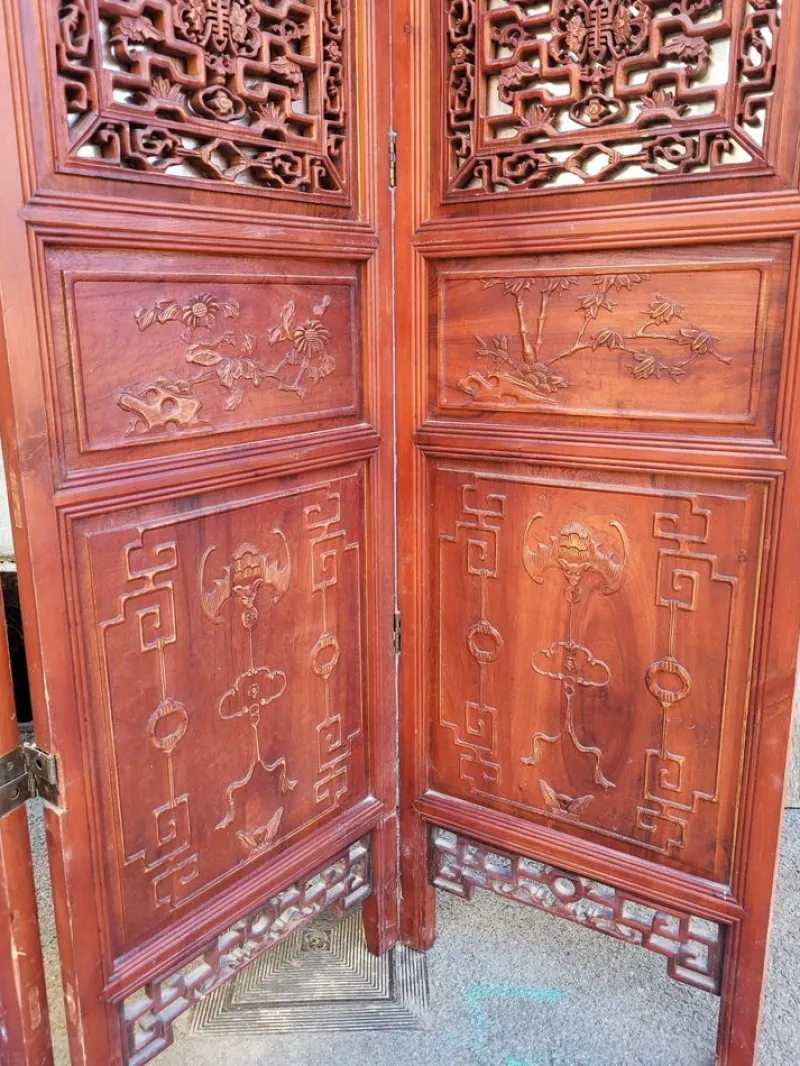 Sale Pamono Large 20th Century Screen in Carved Wood and Mirror, Asia