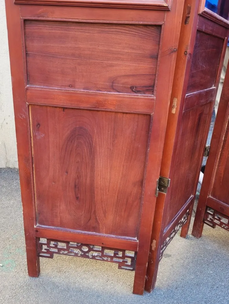 Sale Pamono Large 20th Century Screen in Carved Wood and Mirror, Asia