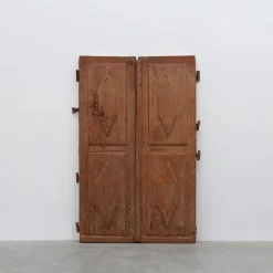 New Pamono Large 17th Century Terracotta Lacquered Oak Monastery Doors, Portugal, Set of 2
