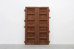 New Pamono Large 17th Century Terracotta Lacquered Oak Monastery Doors, Portugal, Set of 2