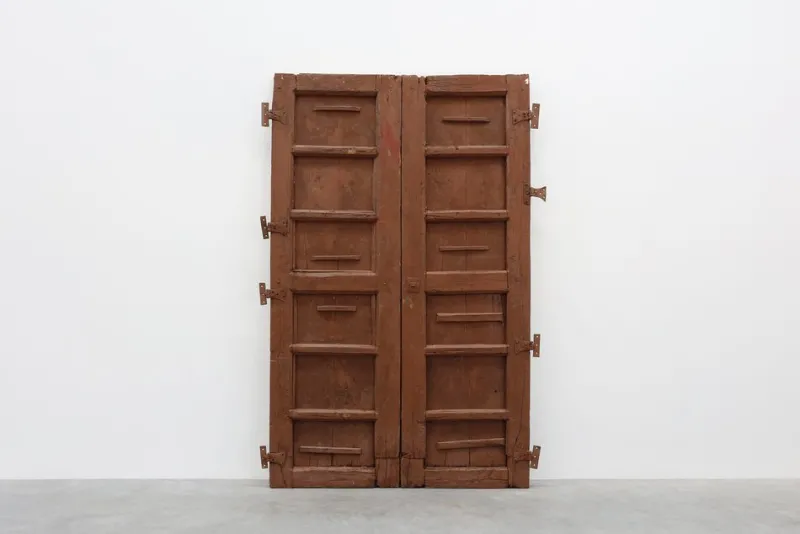 New Pamono Large 17th Century Terracotta Lacquered Oak Monastery Doors, Portugal, Set of 2