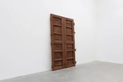 New Pamono Large 17th Century Terracotta Lacquered Oak Monastery Doors, Portugal, Set of 2