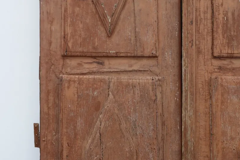 New Pamono Large 17th Century Terracotta Lacquered Oak Monastery Doors, Portugal, Set of 2