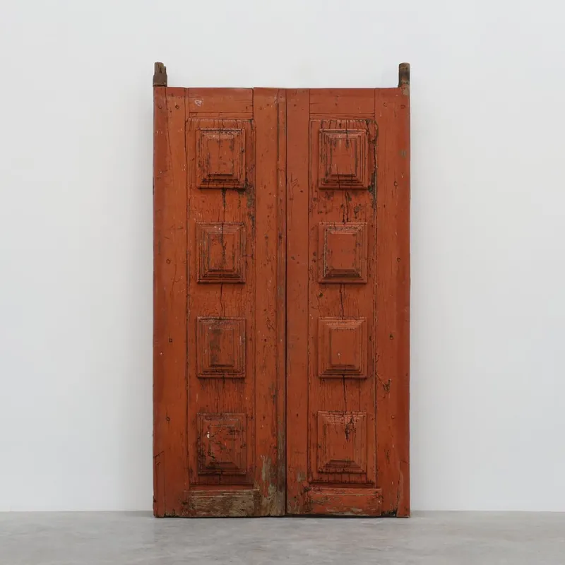 Sale Pamono Large 17th Century Terracotta Lacquered Oak Monastery Doors, Portugal, Set of 2