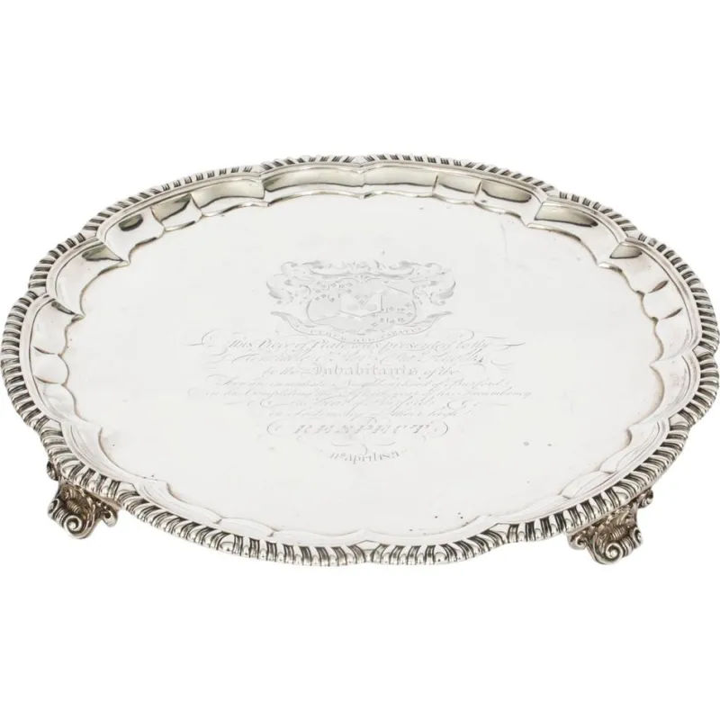 New Pamono Large 19th Century William IV Silver Tray Salver by Paul Storr, 1820