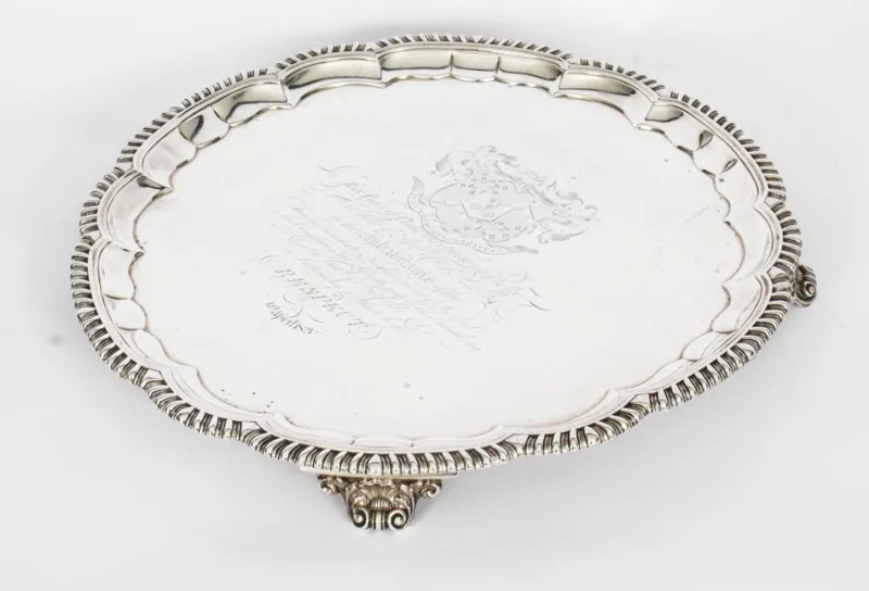 New Pamono Large 19th Century William IV Silver Tray Salver by Paul Storr, 1820