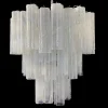 New Pamono Large Three-Tier Murano Glass Tube Chandelier with White Albaster, 1990s