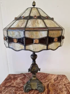 Best Pamono Large Tiffany Style Table Lamp in Brass