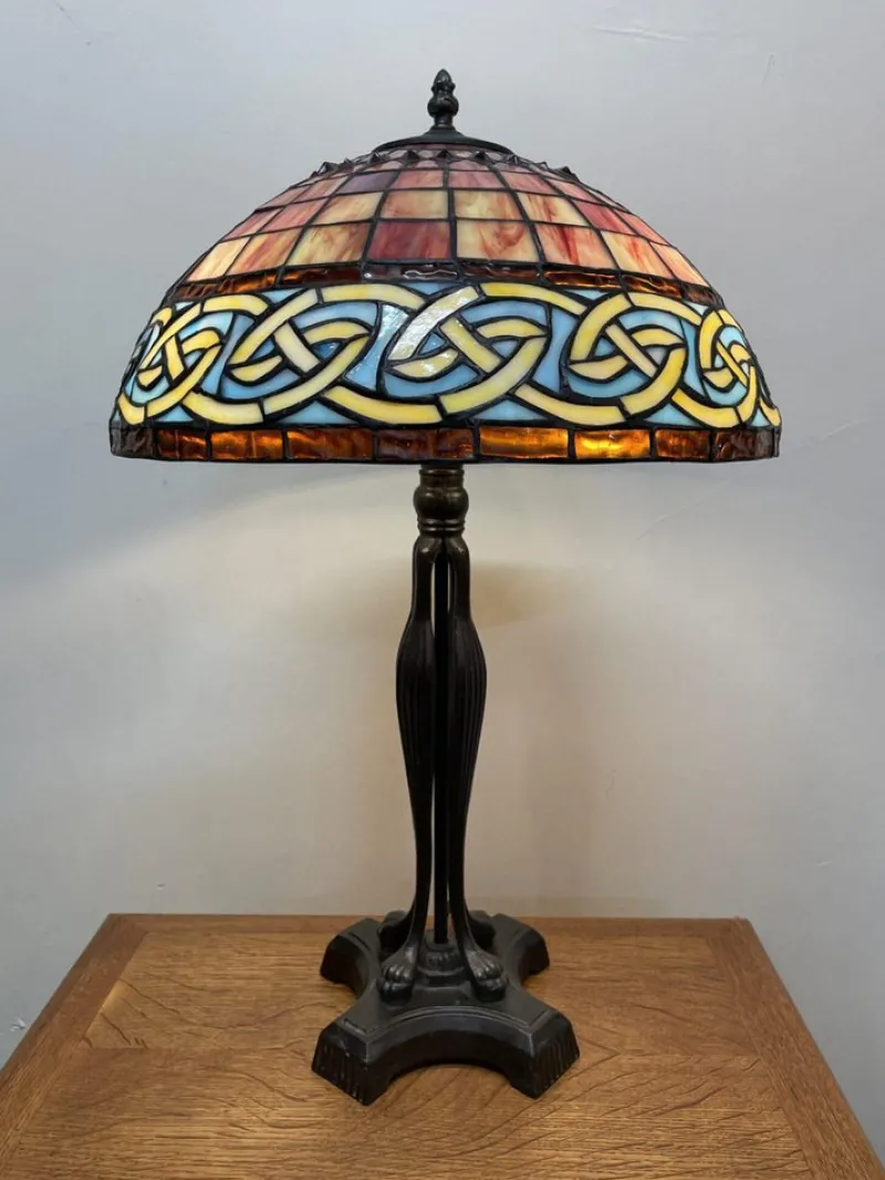 Pamono Large Tiffany Style Table Lamp with Celtic Shade> Table Lamps