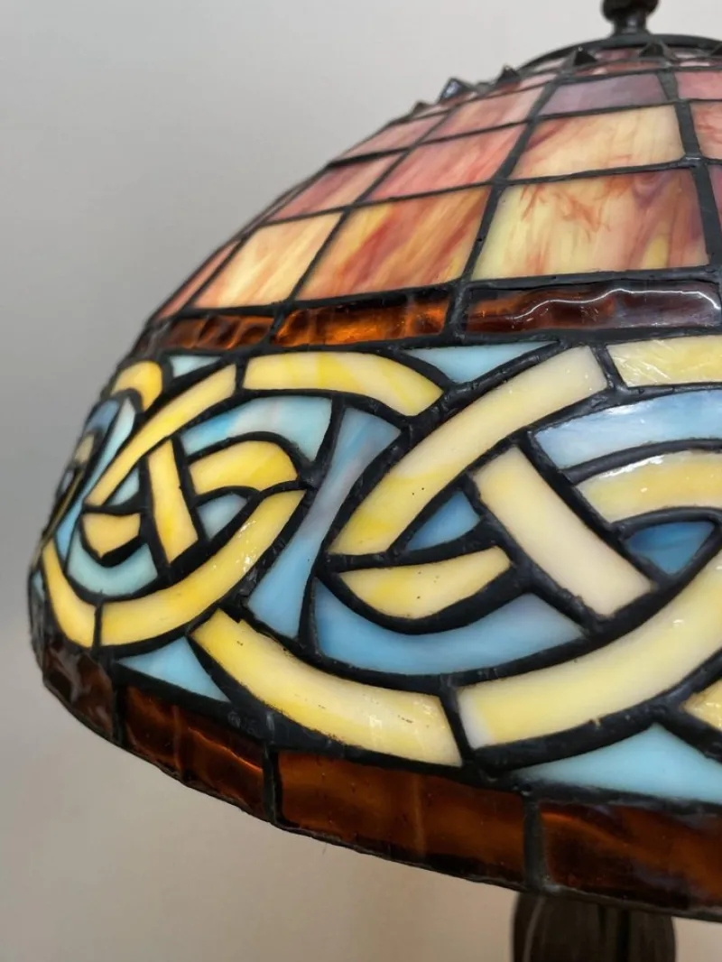 Pamono Large Tiffany Style Table Lamp with Celtic Shade> Table Lamps
