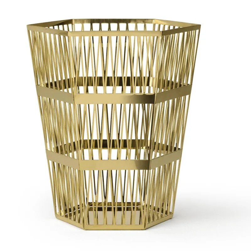 Pamono Large Tip Top Gold Basket by Richard Hutten> Trunks, Crates & Baskets