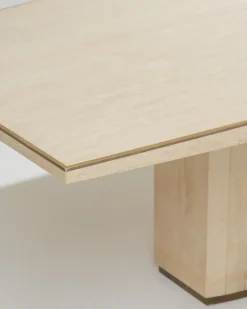 Sale Pamono Large Travertine and Brass Dining Table, 1970s
