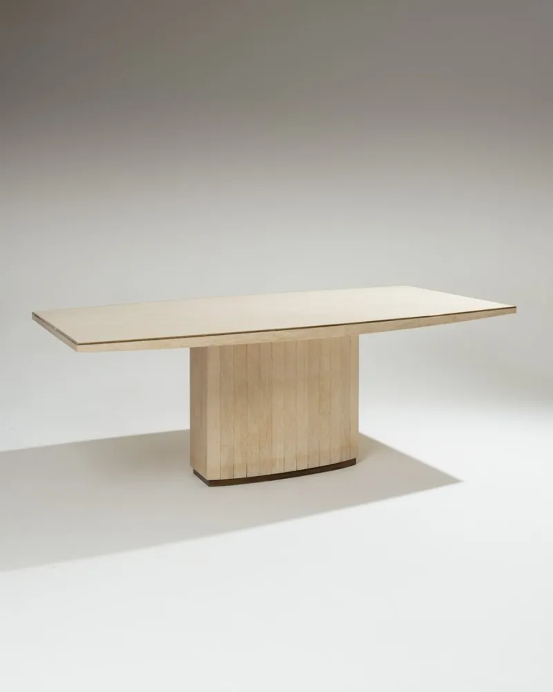 Sale Pamono Large Travertine and Brass Dining Table, 1970s