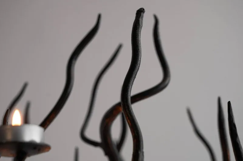 Sale Pamono Large Tree Shaped Candleholder in Hand Forged Steel, 1960s