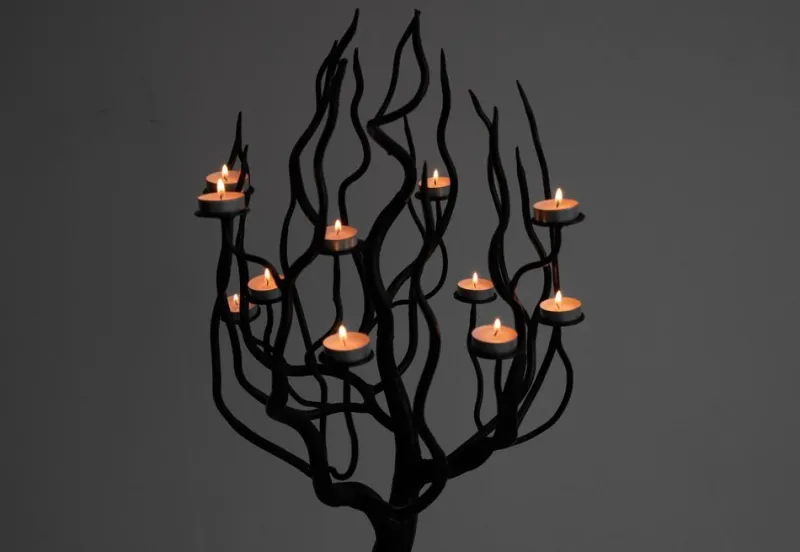 Sale Pamono Large Tree Shaped Candleholder in Hand Forged Steel, 1960s