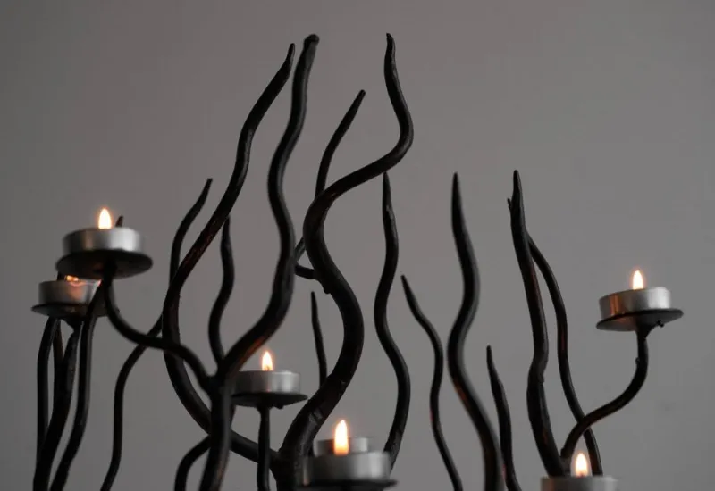 Sale Pamono Large Tree Shaped Candleholder in Hand Forged Steel, 1960s