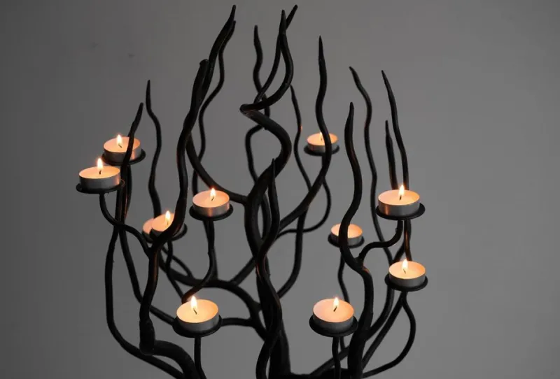Sale Pamono Large Tree Shaped Candleholder in Hand Forged Steel, 1960s