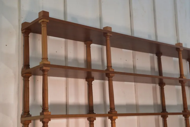 Pamono Large Turned Wood Bookcase, 1970s> Shelves & Wall Units