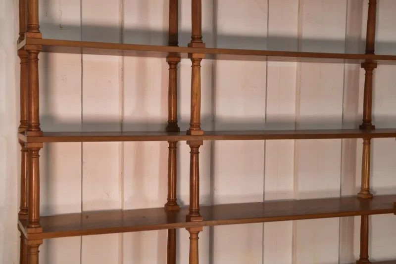 Pamono Large Turned Wood Bookcase, 1970s> Shelves & Wall Units