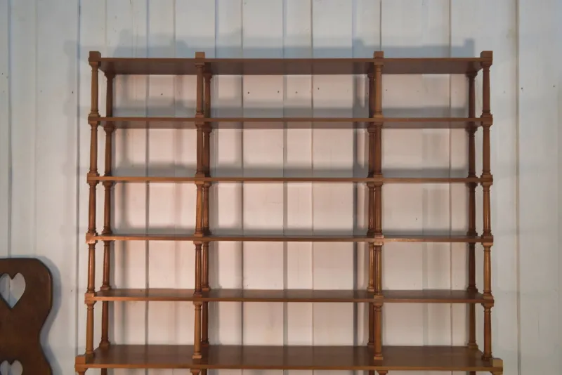 Pamono Large Turned Wood Bookcase, 1970s> Shelves & Wall Units