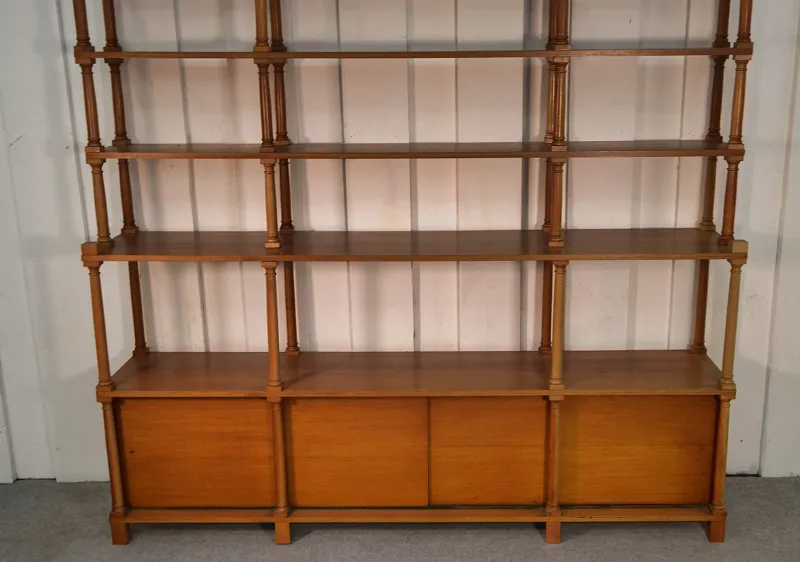 Pamono Large Turned Wood Bookcase, 1970s> Shelves & Wall Units