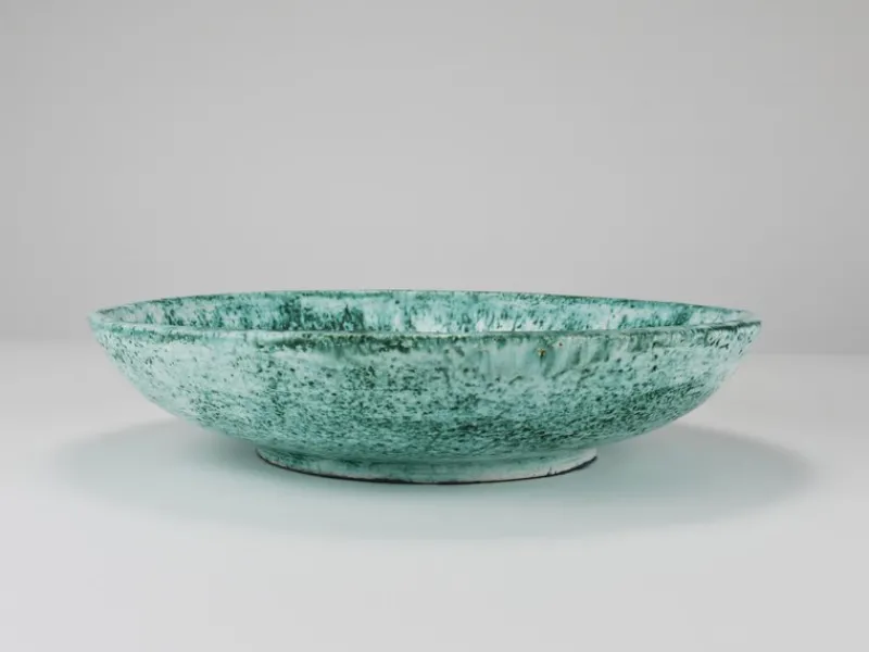 Pamono Large Turquoise Ceramic Fruit Bowl by Eva Ruffoni, Italy, 1980s> Bowls