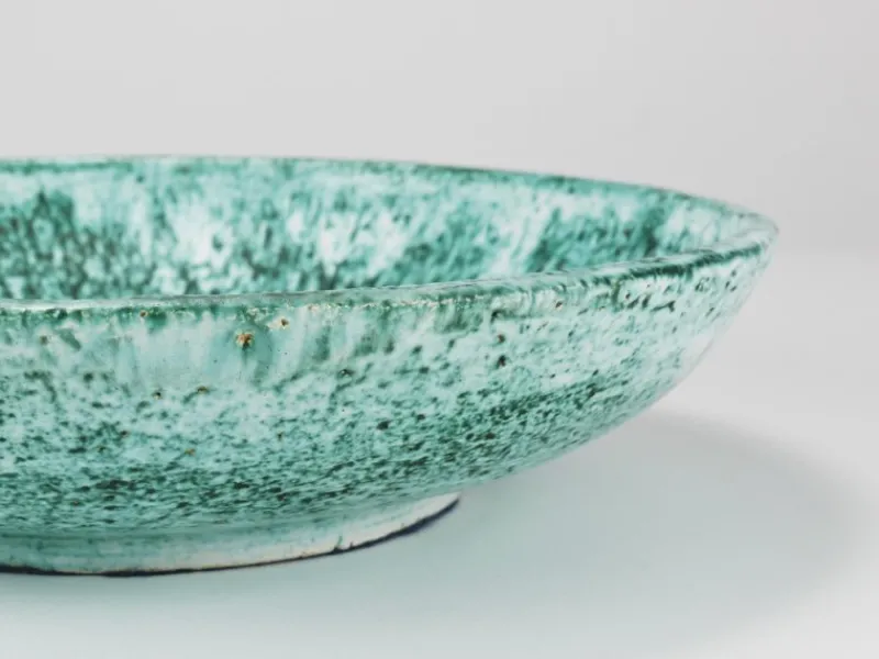 Pamono Large Turquoise Ceramic Fruit Bowl by Eva Ruffoni, Italy, 1980s> Bowls