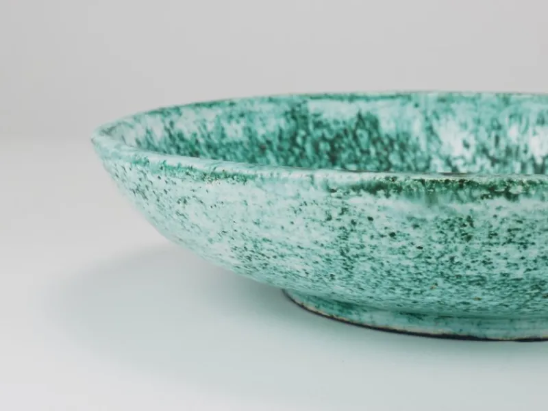 Pamono Large Turquoise Ceramic Fruit Bowl by Eva Ruffoni, Italy, 1980s> Bowls