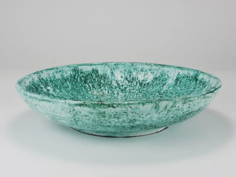Pamono Large Turquoise Ceramic Fruit Bowl by Eva Ruffoni, Italy, 1980s> Bowls